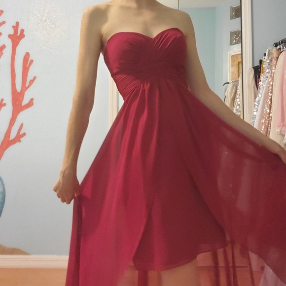 SOLD Evening Maroon Chiffon Strapless Dress* - Picture 5 of 8